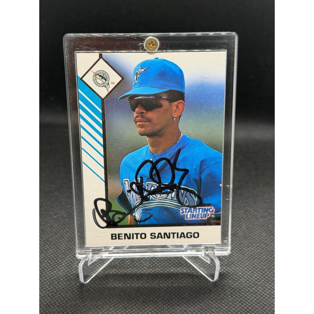 Benito Santiago Signed Florida Marlins Kenner Starting Lineup Baseball Card